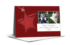 Christmas Star with String Cards with photo and custom text 5.5x7.875 with Envelope